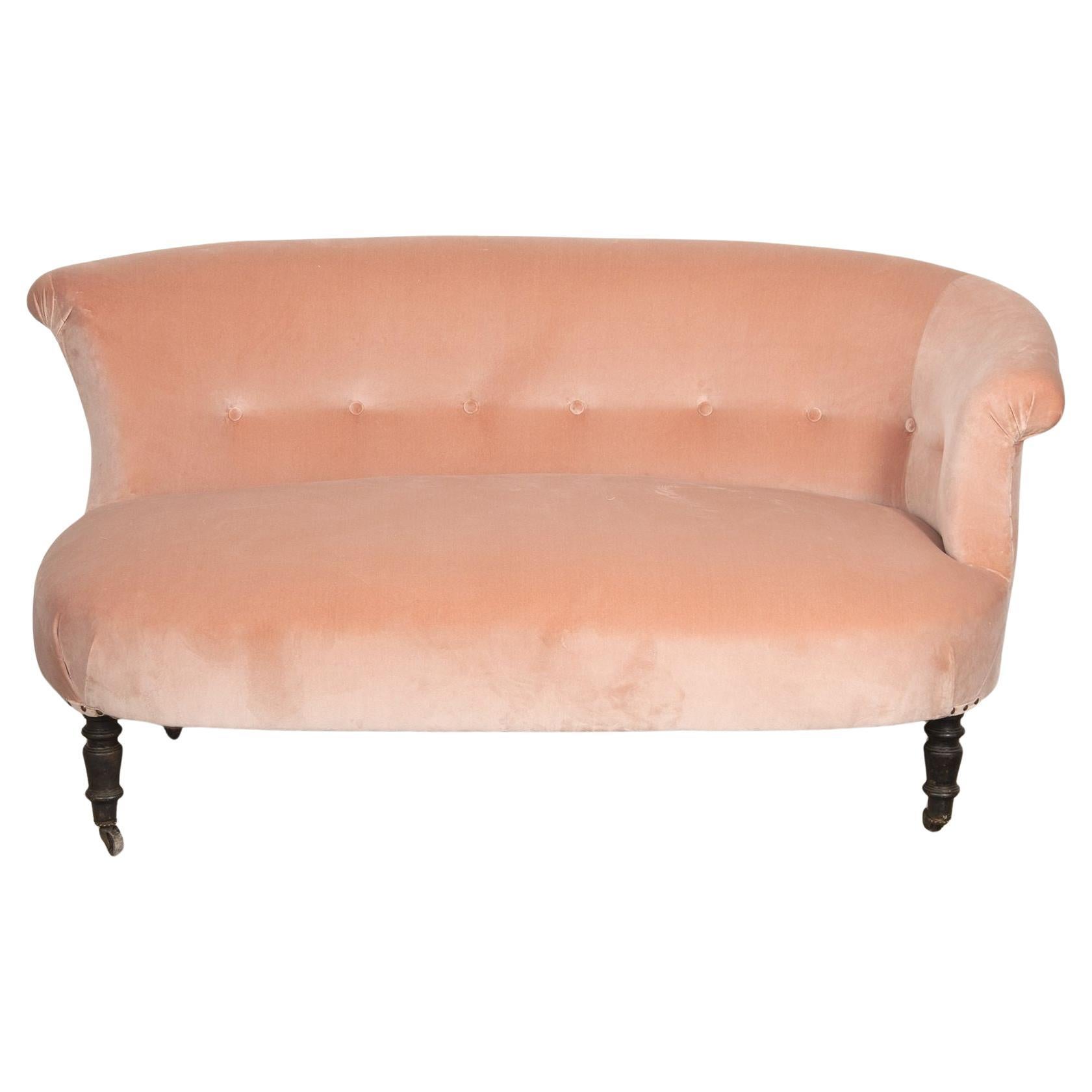 19th Century Upholstered Pink Banquette