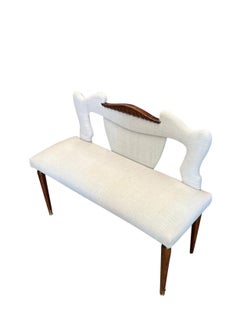 19th Century Upholstered Settee With Whimsical Back, Italy