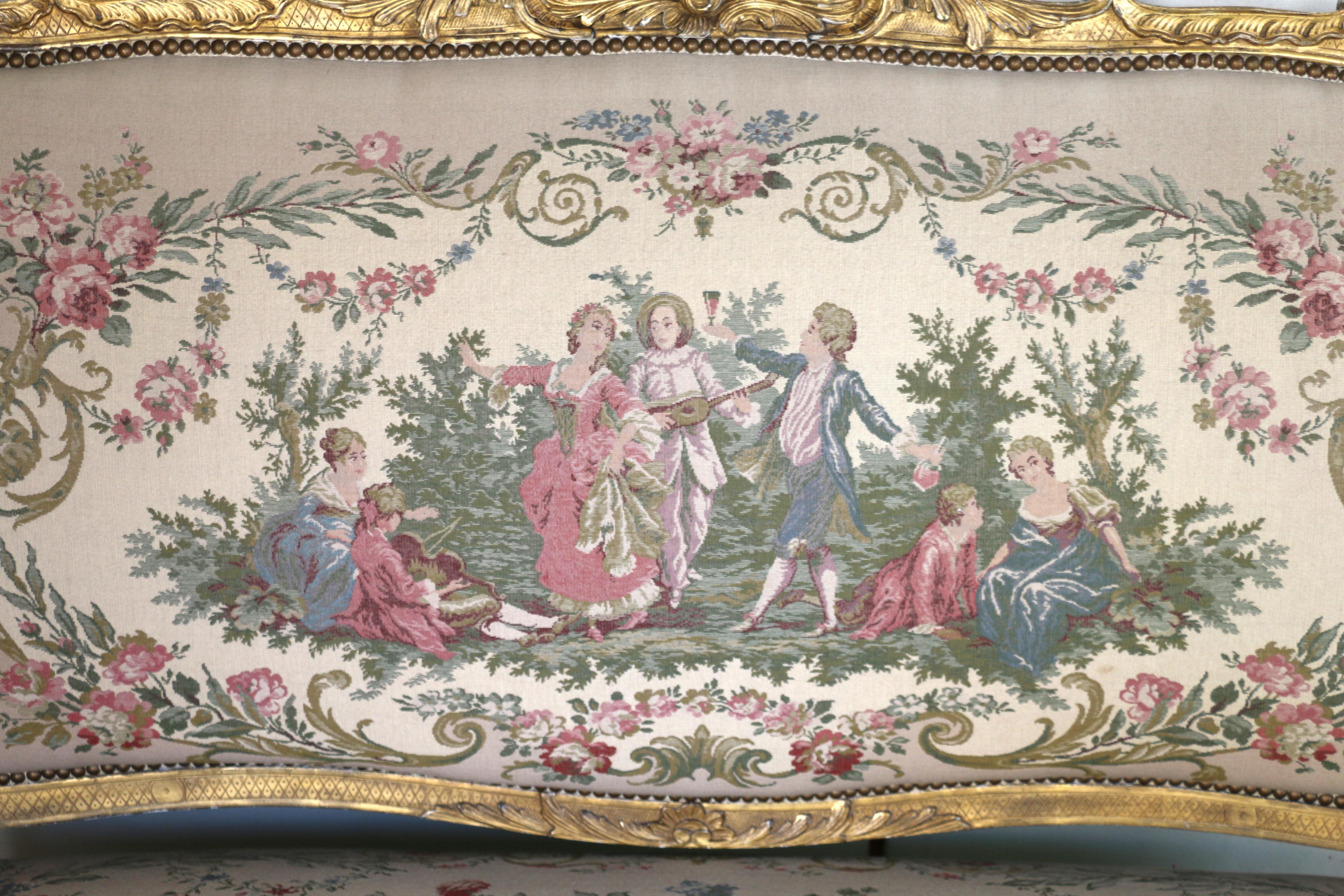 Canapé tapissé à motifs musicaux, France, 19e siècle en vente 5