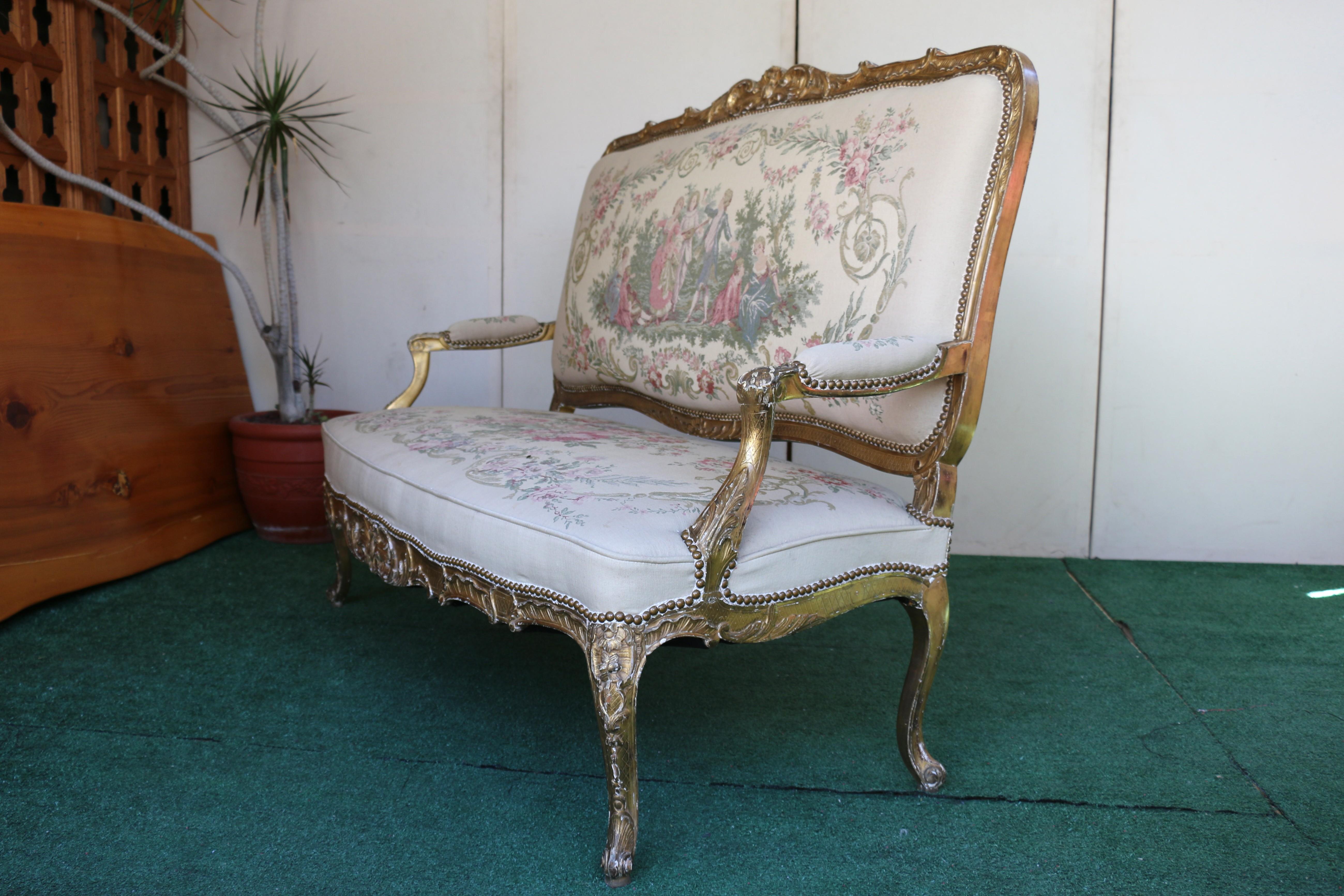 Canapé tapissé à motifs musicaux, France, 19e siècle en vente 2