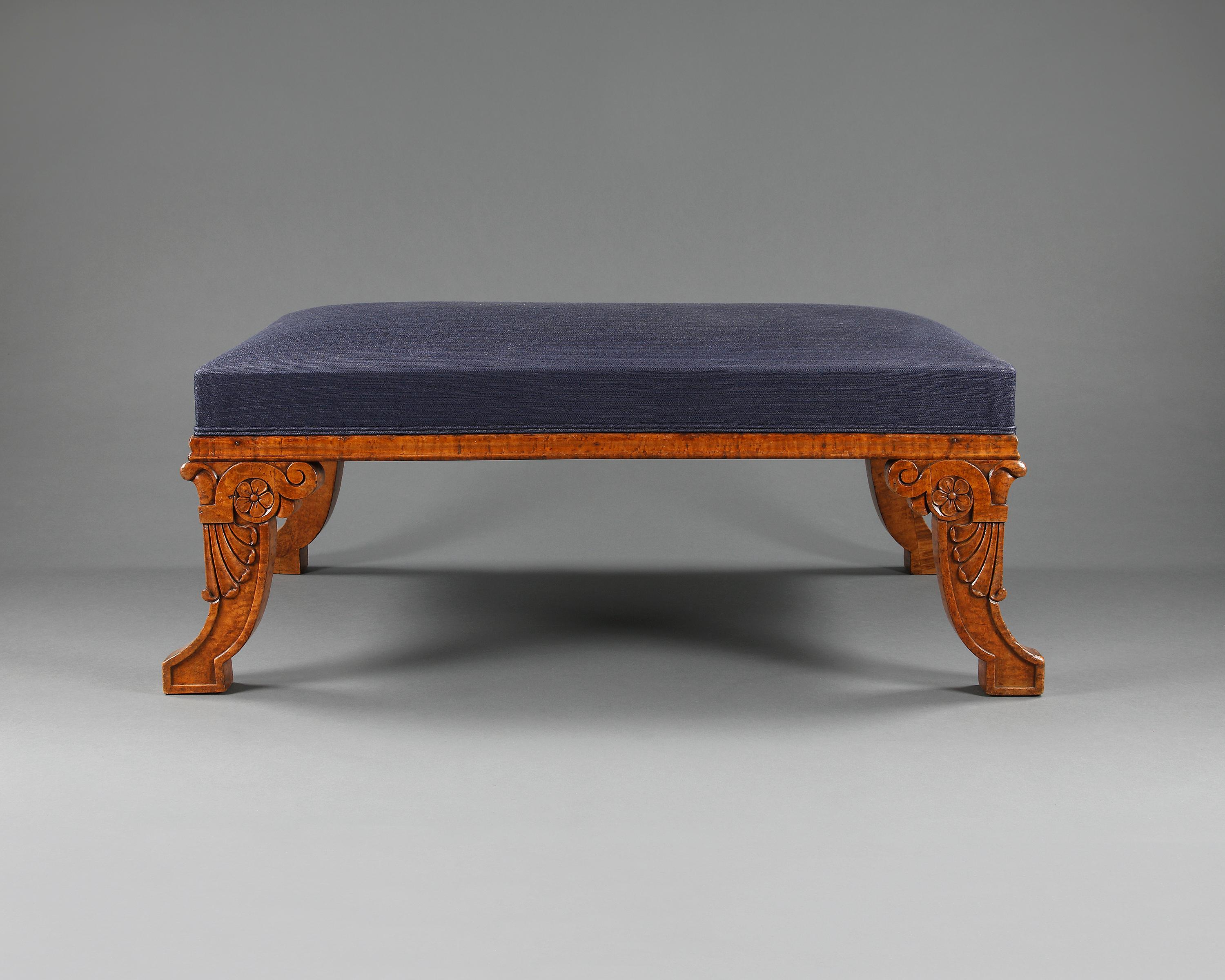 English 19th Century Upholstered Stool For Sale