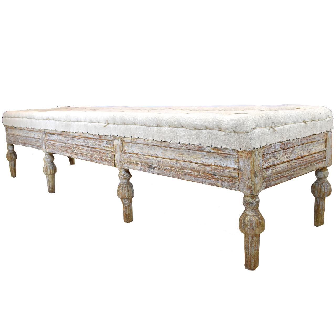 19th Century Upholstered Swedish Bench In Good Condition In New Orleans, LA