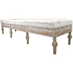 Antique 19th Century Upholstered Swedish Bench