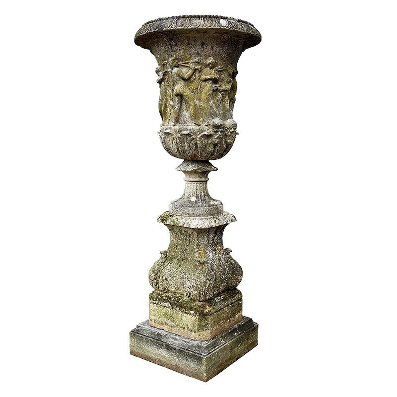 19th Century Urn Borghese Vase on Pedestal, Austin and Steeley For Sale