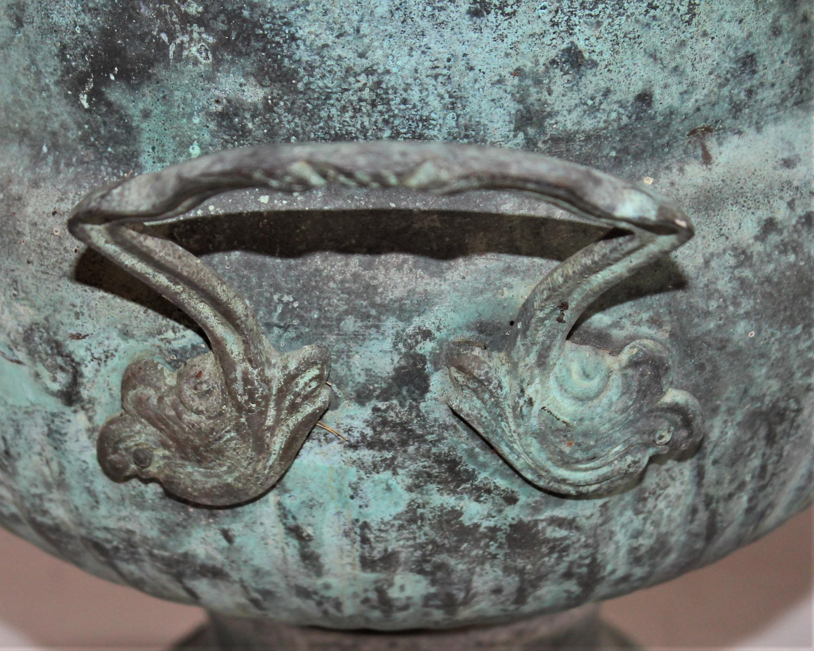 19th Century Urn with Handles in Patinated Copper Surface In Good Condition In Los Angeles, CA