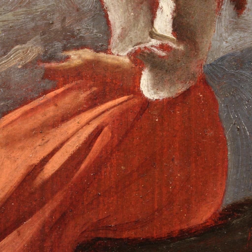 19th Century V. Cabianca Signed Oil on Cardboard Italian Painting Girl, 1840 1