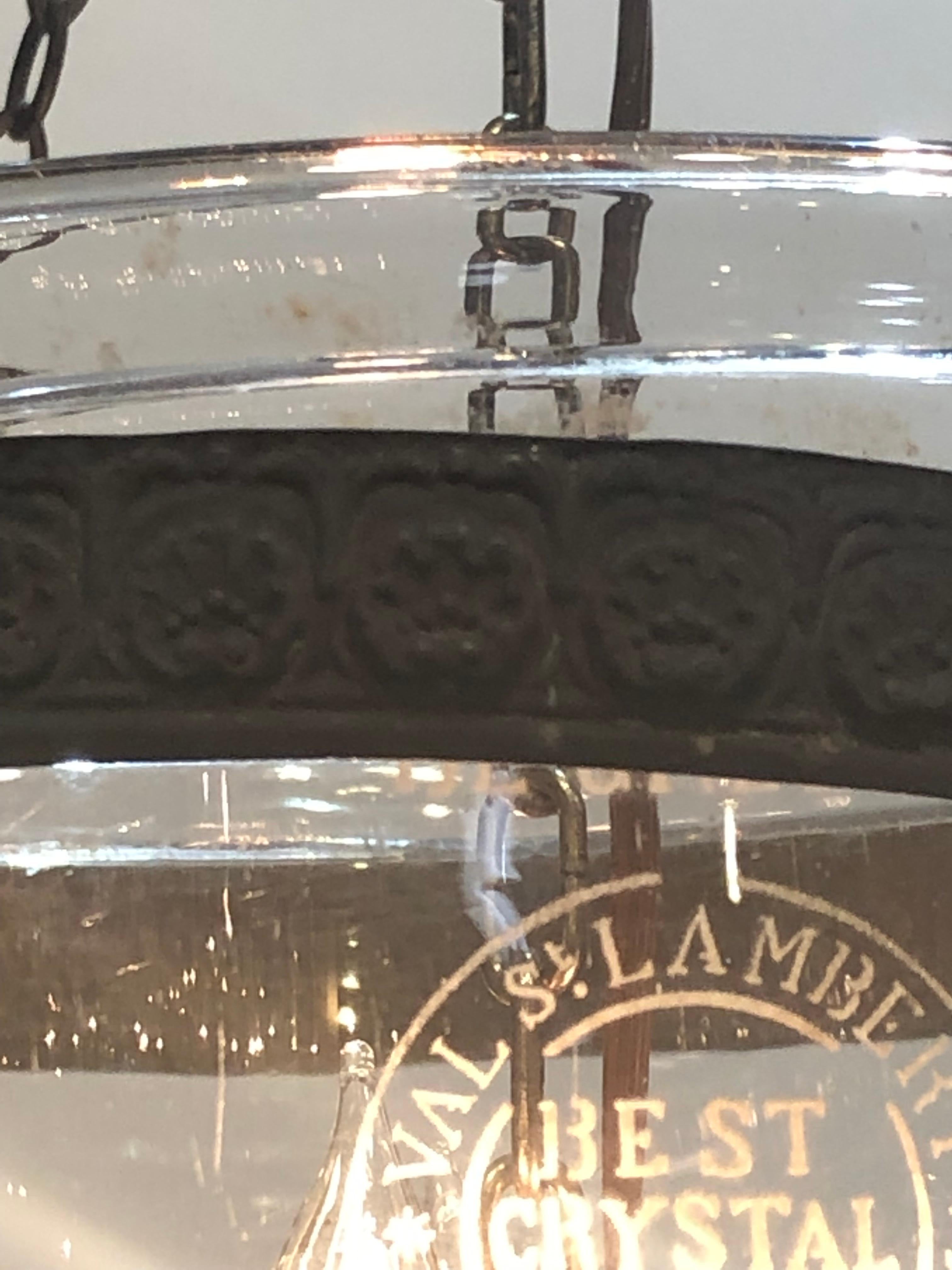 19th Century Val St. Lambert Crystal Bell Jar Lantern In Good Condition In Charleston, SC