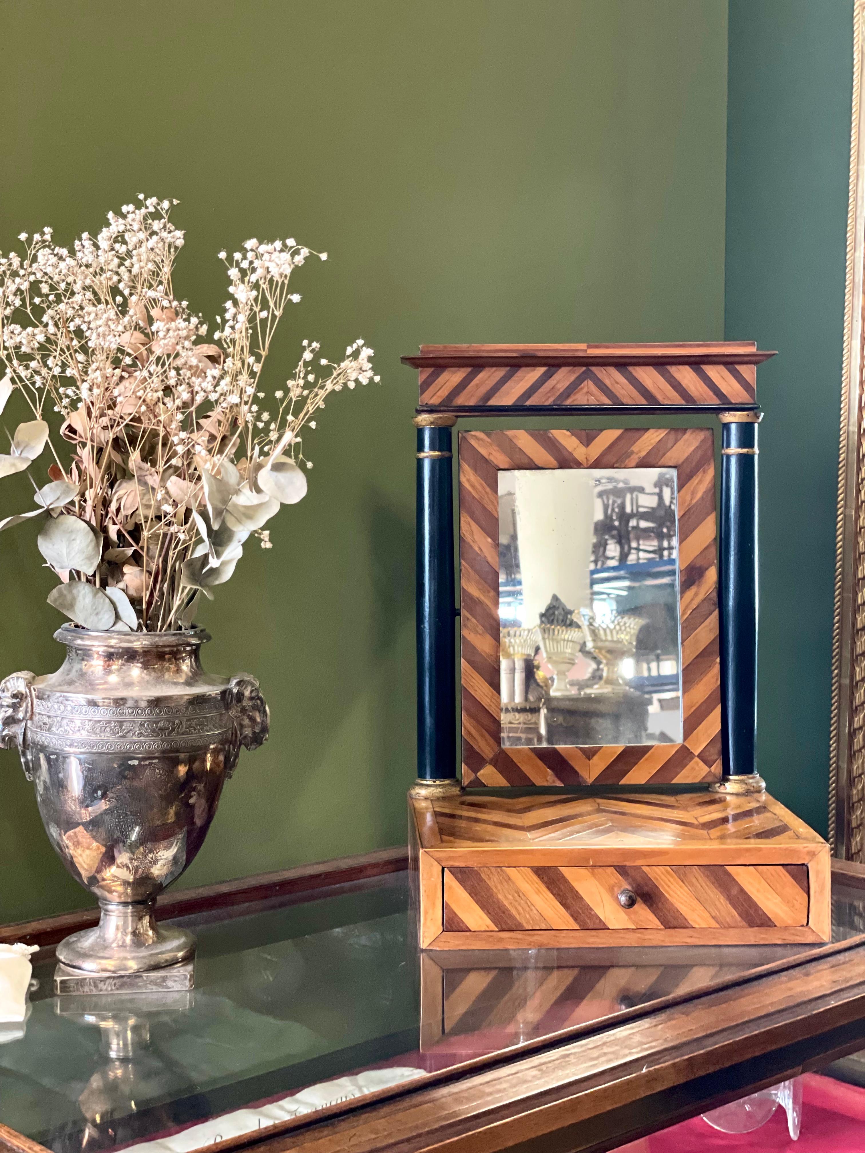 19th Century Table Psyché Mirror with a Drawer and Tilting Glass For Sale 11