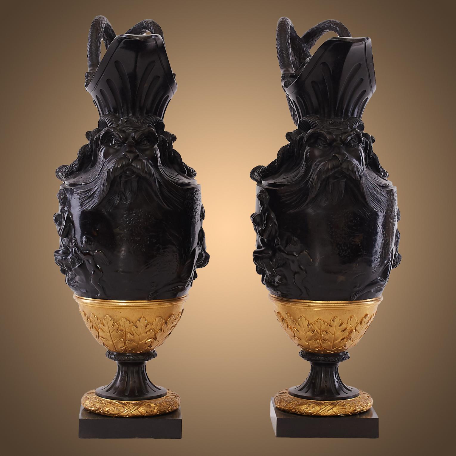 Patinated 19th Century Vases after Claude Michel Clodion