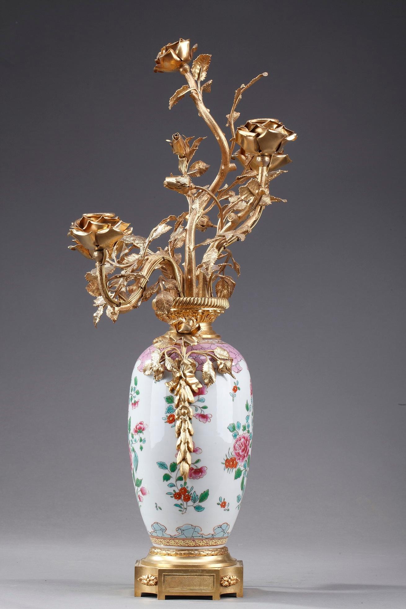 19th Century Vases Mounted as Lamps in Famille Rose Porcelain Taste 7