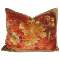19th Century Velvet Painted Victorian Pillow