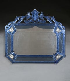 19th Century Venetian Blue Glass Mirror