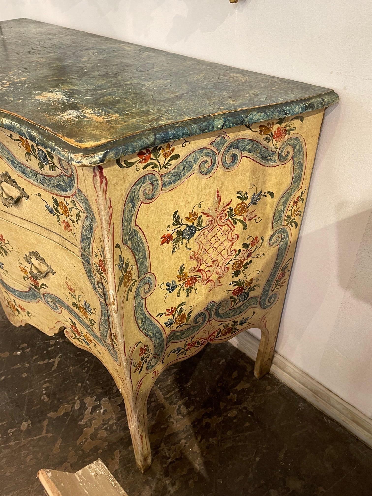 19th Century Venetian Bombe Painted Commode In Good Condition For Sale In Dallas, TX