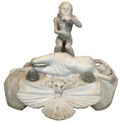 19th Century Venetian Carrara Marble Inkwell