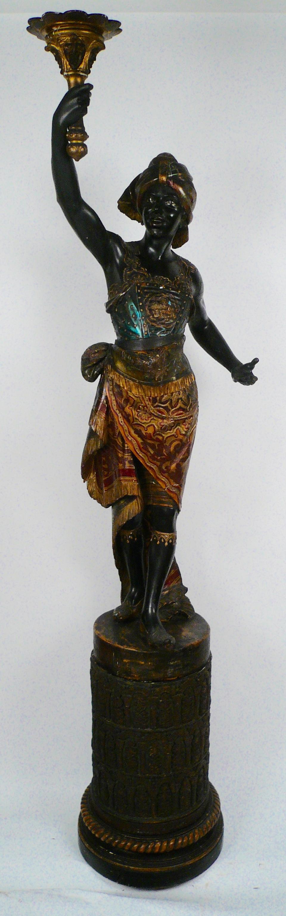 19th Century Venetian Carved and Polychrome Wood Figural Torcheres or Stands  For Sale 6
