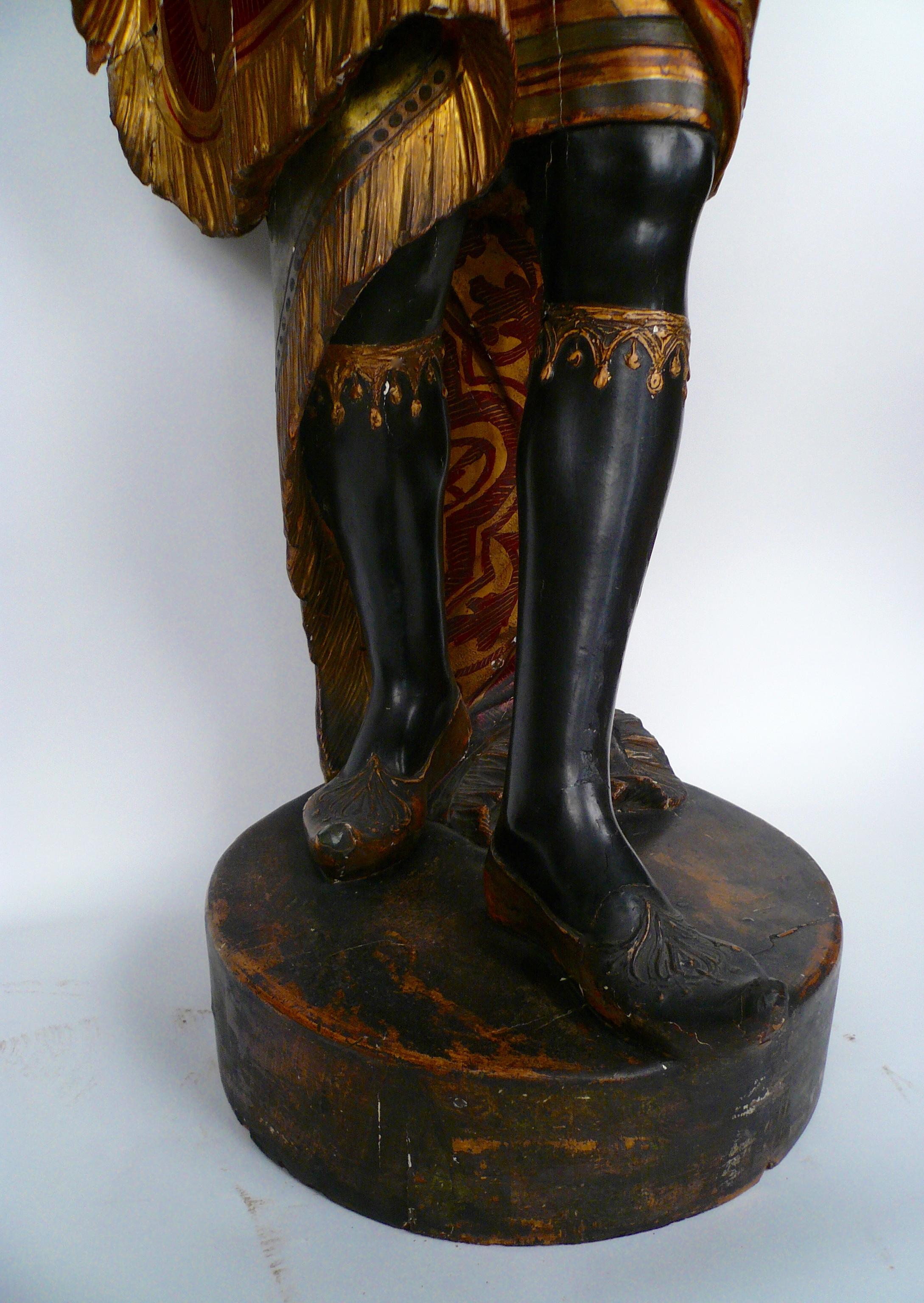 19th Century Venetian Carved and Polychrome Wood Figural Torcheres or Stands  For Sale 7