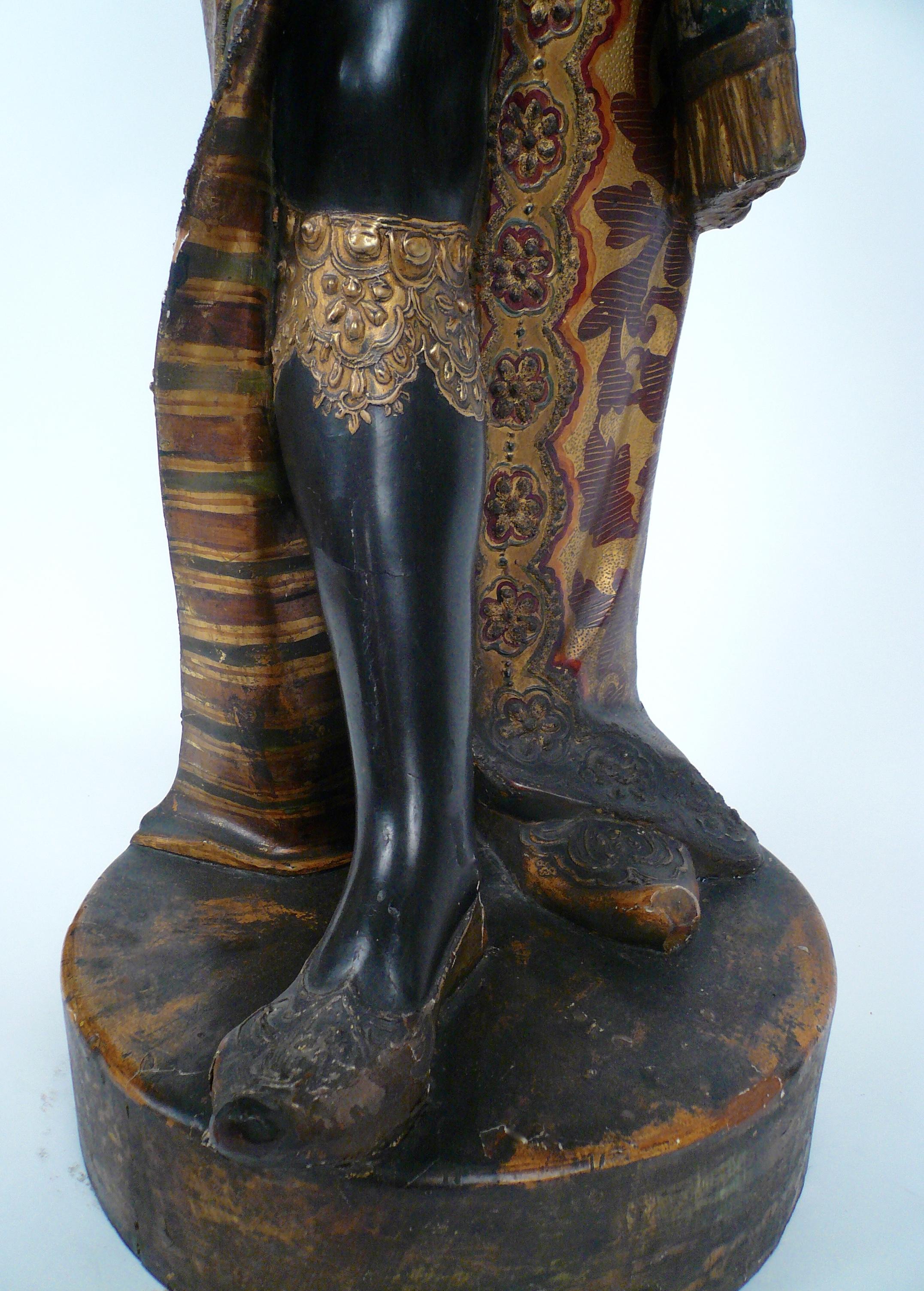 Hand-Carved 19th Century Venetian Carved and Polychrome Wood Figural Torcheres or Stands  For Sale