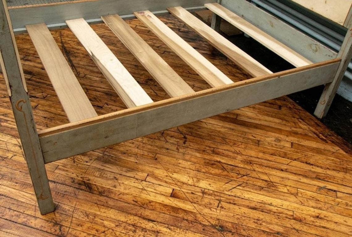 19th Century Carved and Painted Pine Poster Bed For Sale at