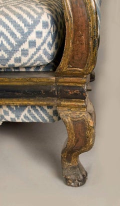 Lettino veneziano del XIX secolo, dipinto e dorato