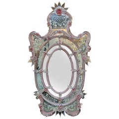 19th Century Venetian Etched Glass Mirror