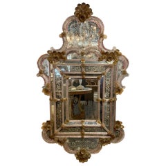 19th Century Venetian Etched Glass Mirror