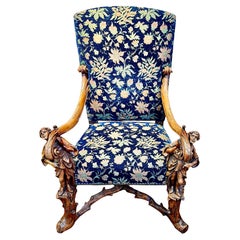 19th-century Venetian Figural Armchair, in the Manner of Andrea Brustolon