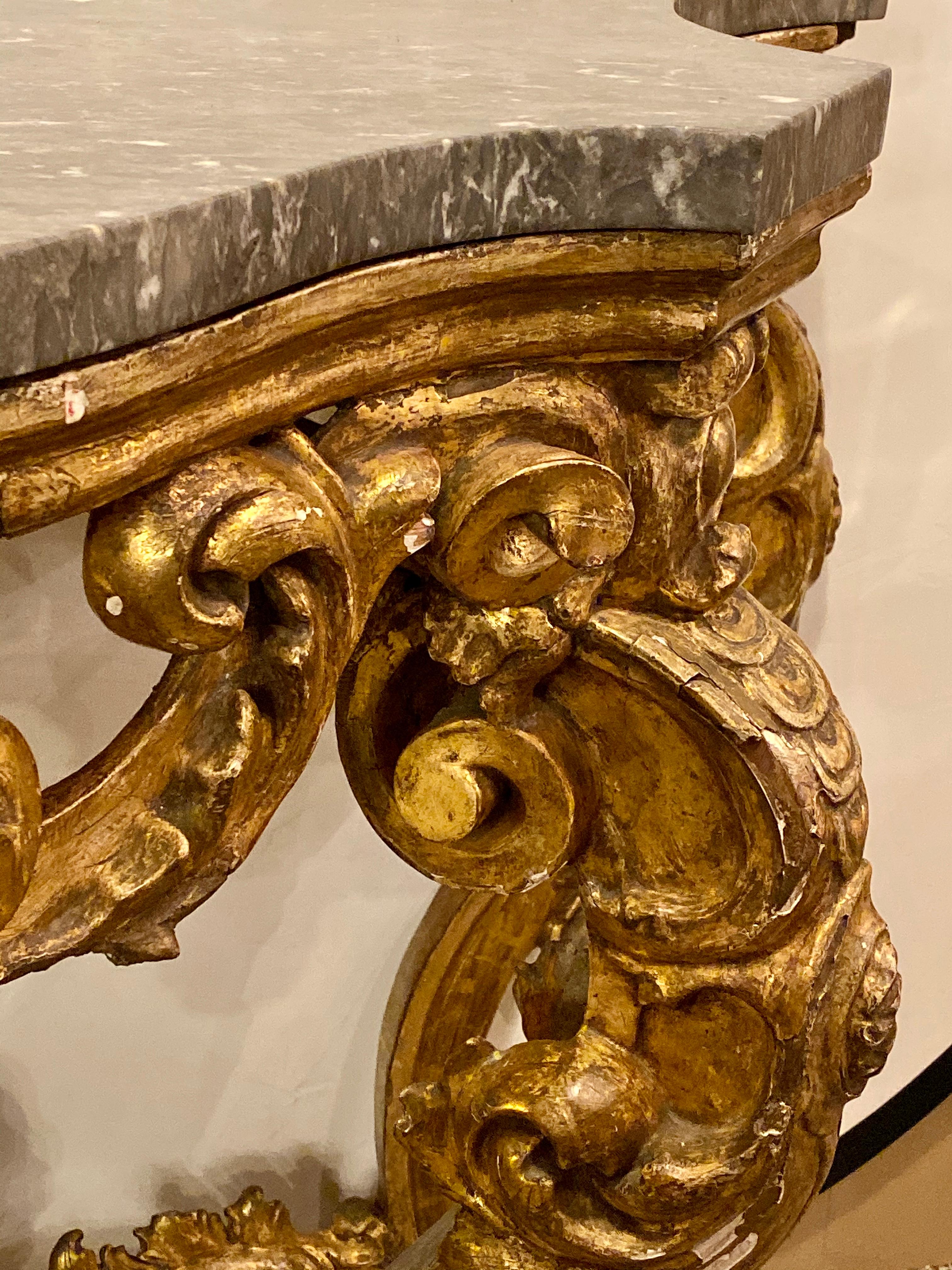 19th Century Venetian Gilt Gold Console Table, Serpentine, Ornately Carved 6