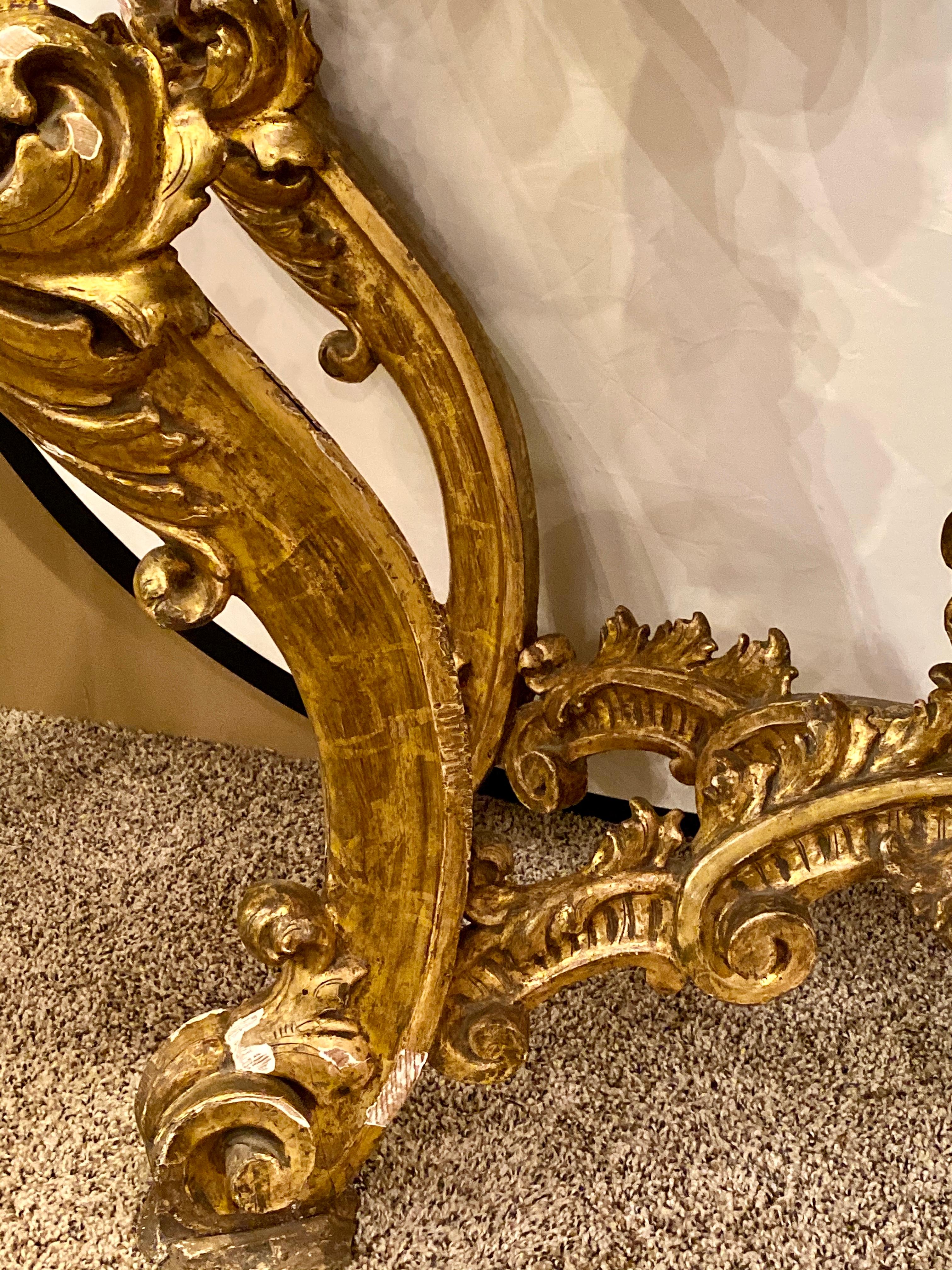 19th Century Venetian Gilt Gold Console Table, Serpentine, Ornately Carved 9