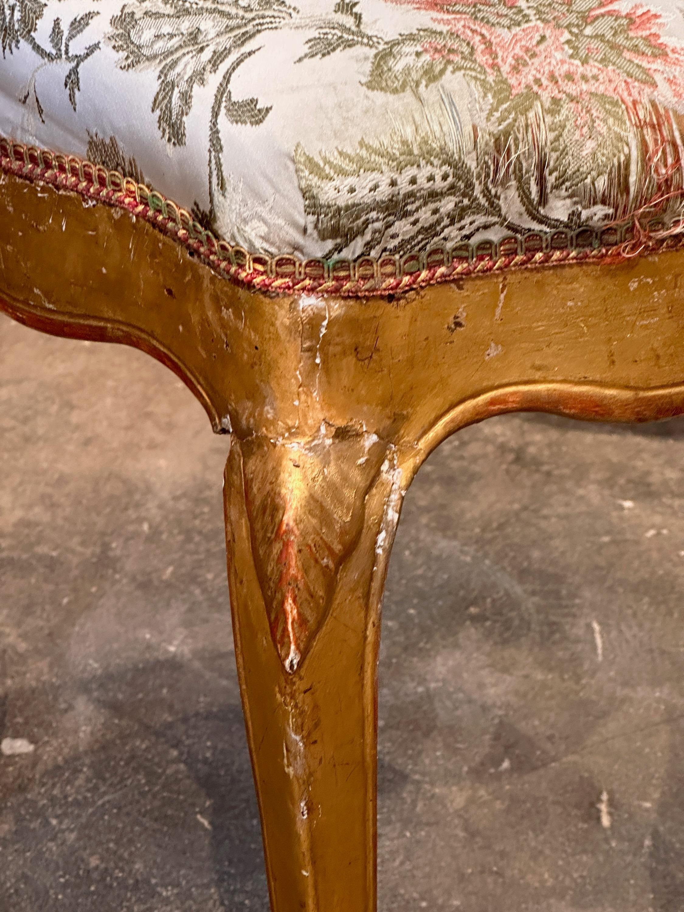 Upholstery 19th Century Venetian Gilt Wood Stool