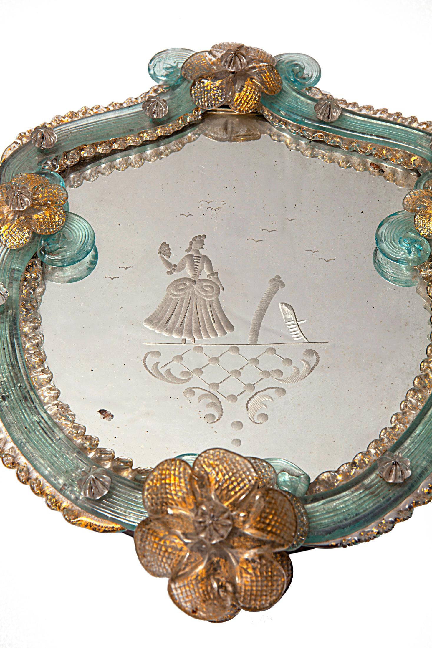 Romantic 19th Century Venetian Glass Candle Sconce