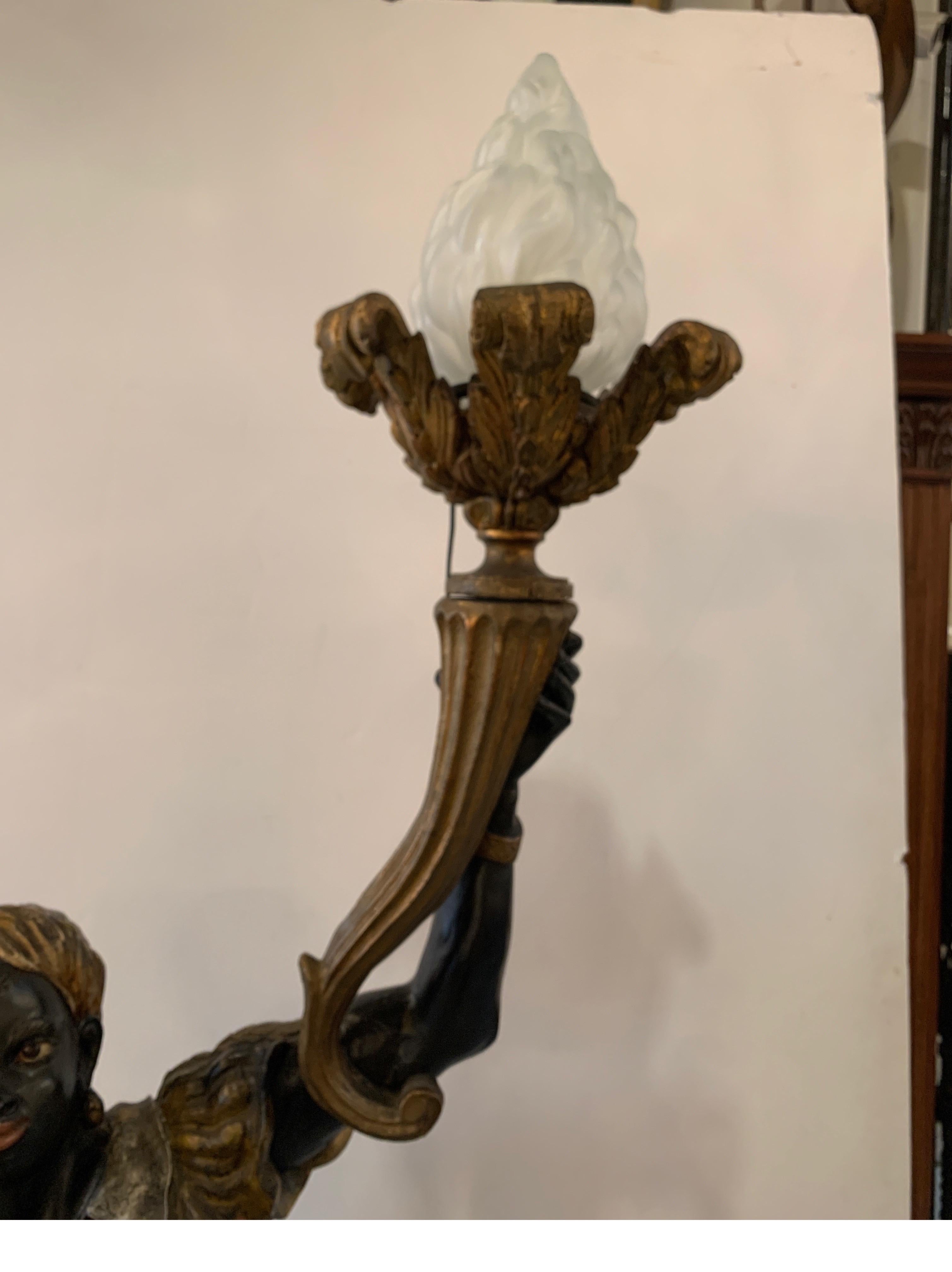 19th Century Venetian Hand Carved Torchiere Floor Lamp In Good Condition In Lambertville, NJ