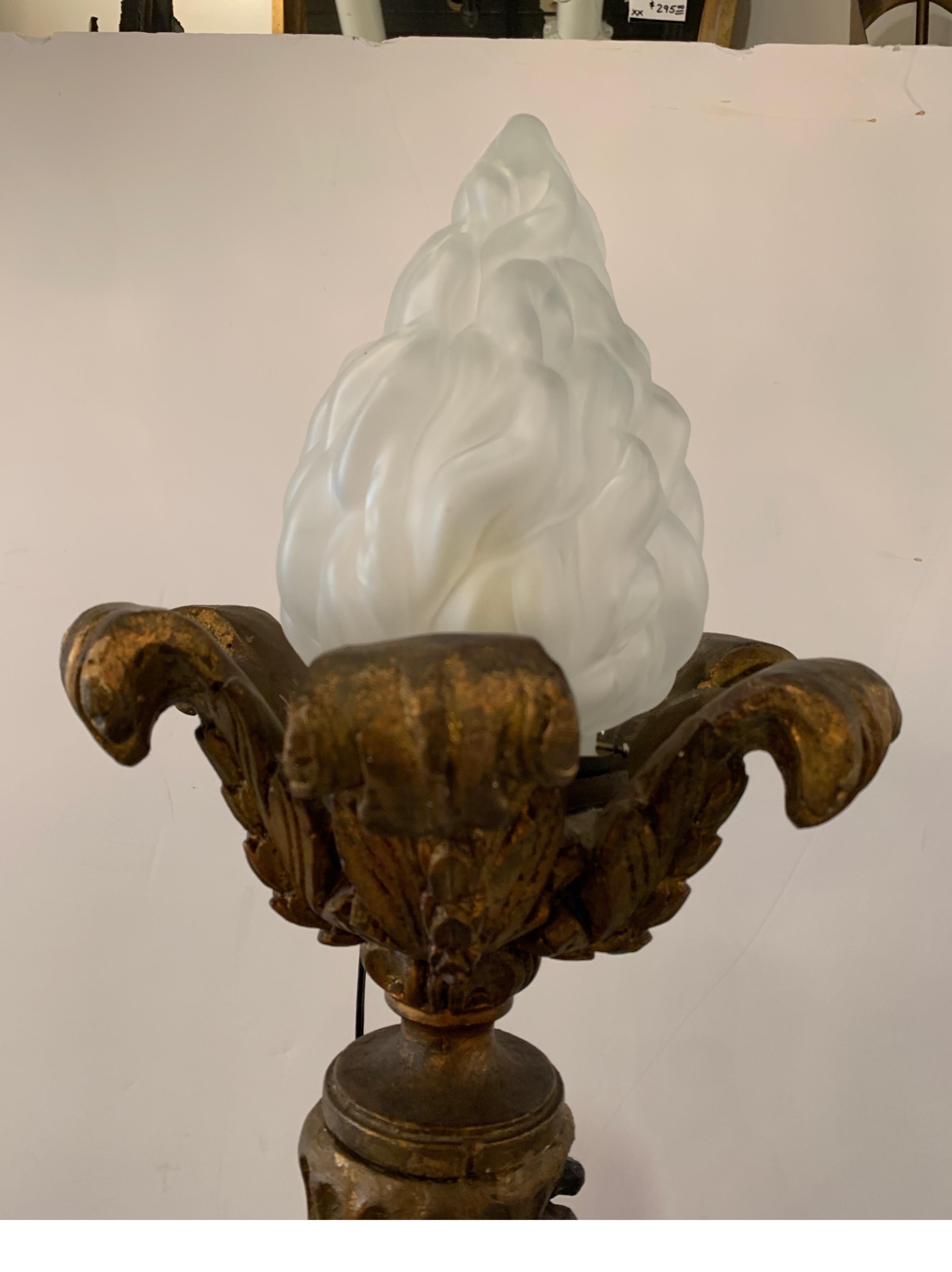 19th Century Venetian Hand Carved Torchiere Floor Lamp 3