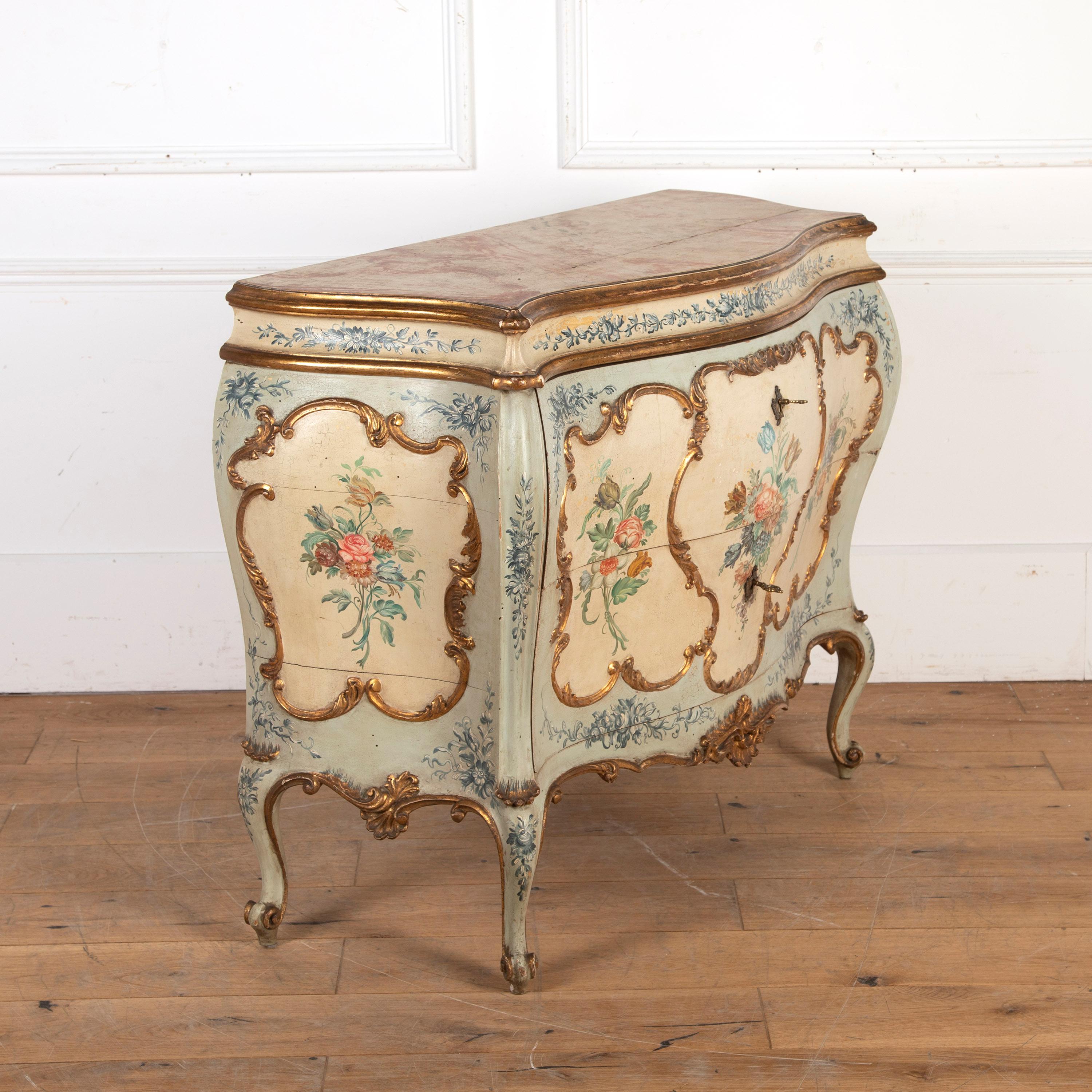 19th Century Venetian Hand Painted Commode For Sale 6