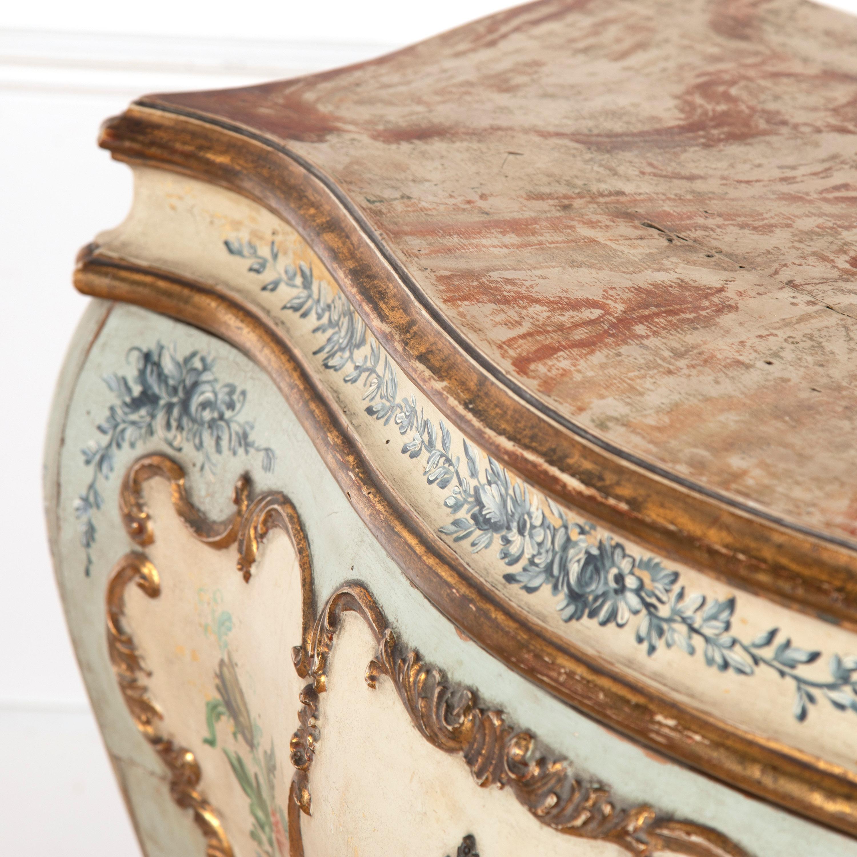 Louis XV 19th Century Venetian Hand Painted Commode For Sale