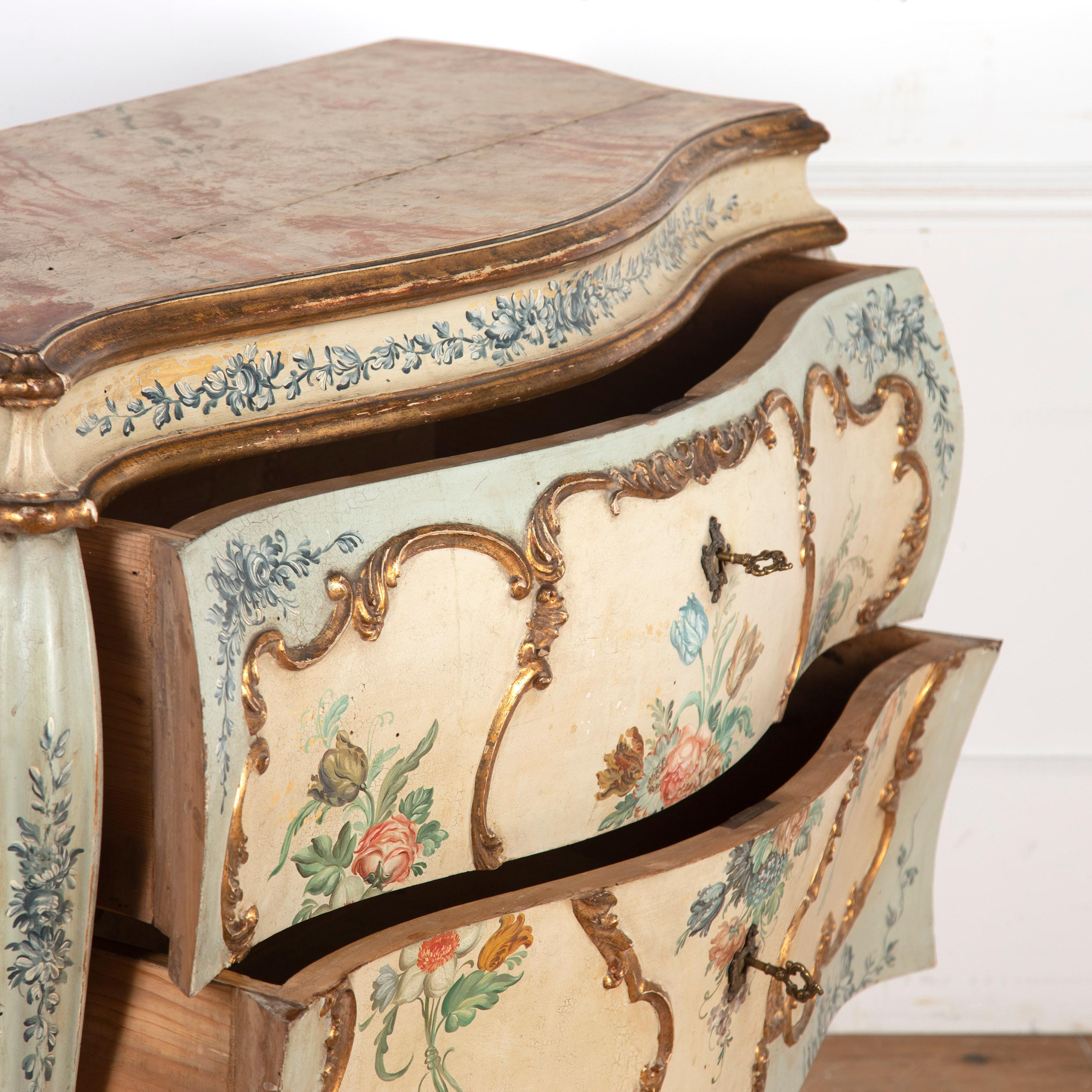 19th Century Venetian Hand Painted Commode For Sale 2