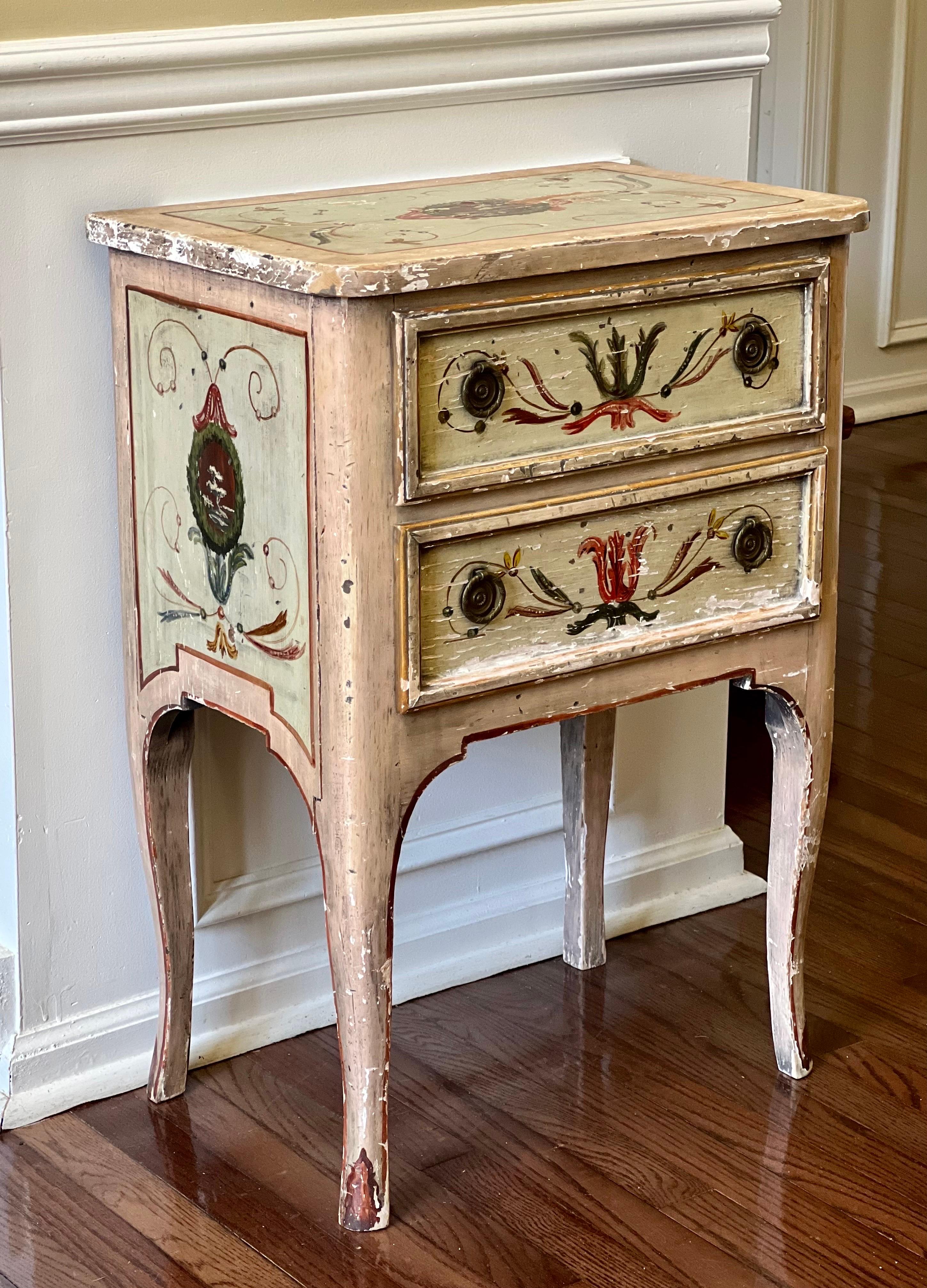 19th Century Venetian Hand Painted Small Commode, Side Table or Stand 11