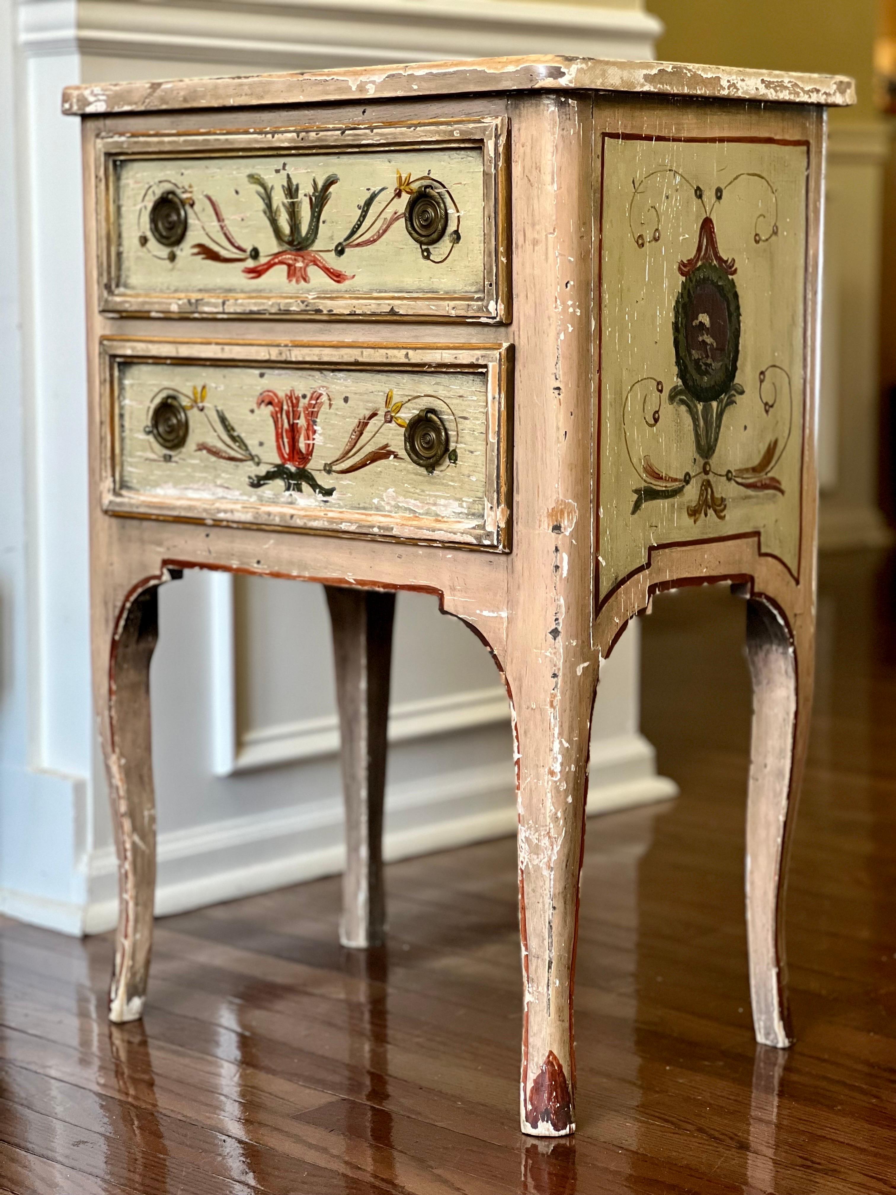 19th Century Venetian Hand Painted Small Commode, Side Table or Stand 12