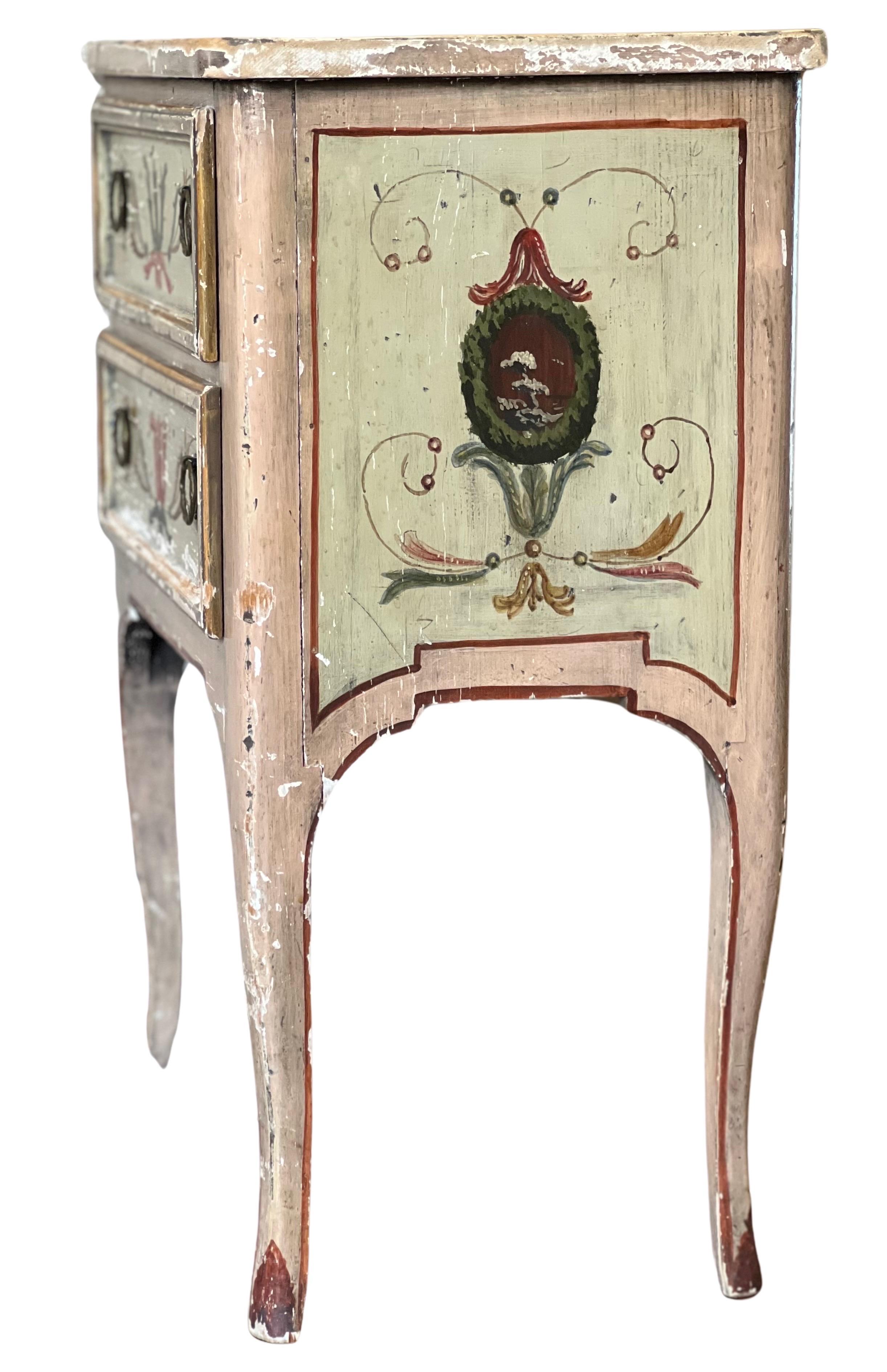 19th Century Venetian Hand Painted Small Commode, Side Table or Stand In Good Condition In Doylestown, PA