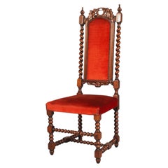 Sedie con schienale alto veneziane del XIX secolo di Atelier Cadorin, in noce, intagliate a mano
