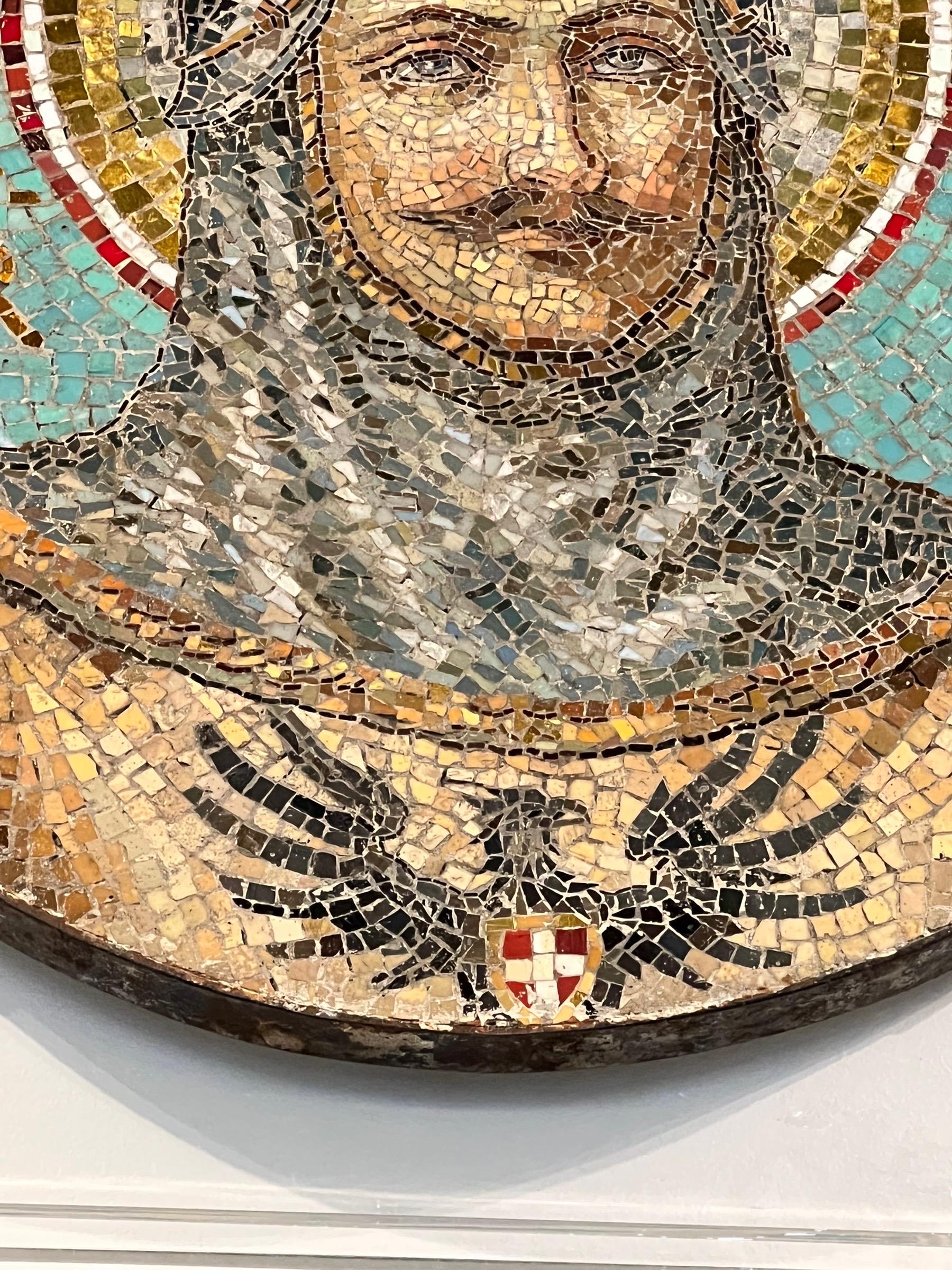 19th Century Venetian Italian Round Mosaic of Umberto III For Sale 9