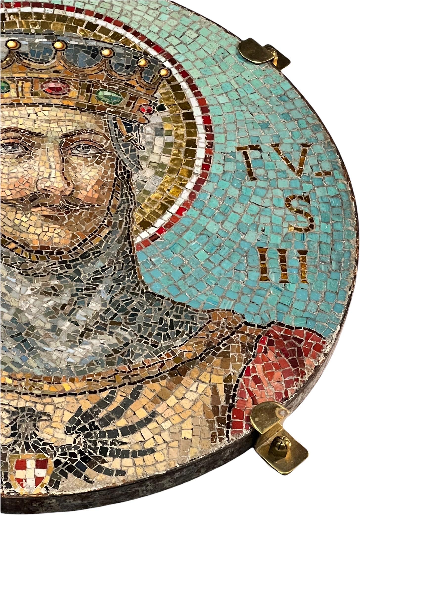 19th Century Venetian Italian Round Mosaic of Umberto III For Sale 4
