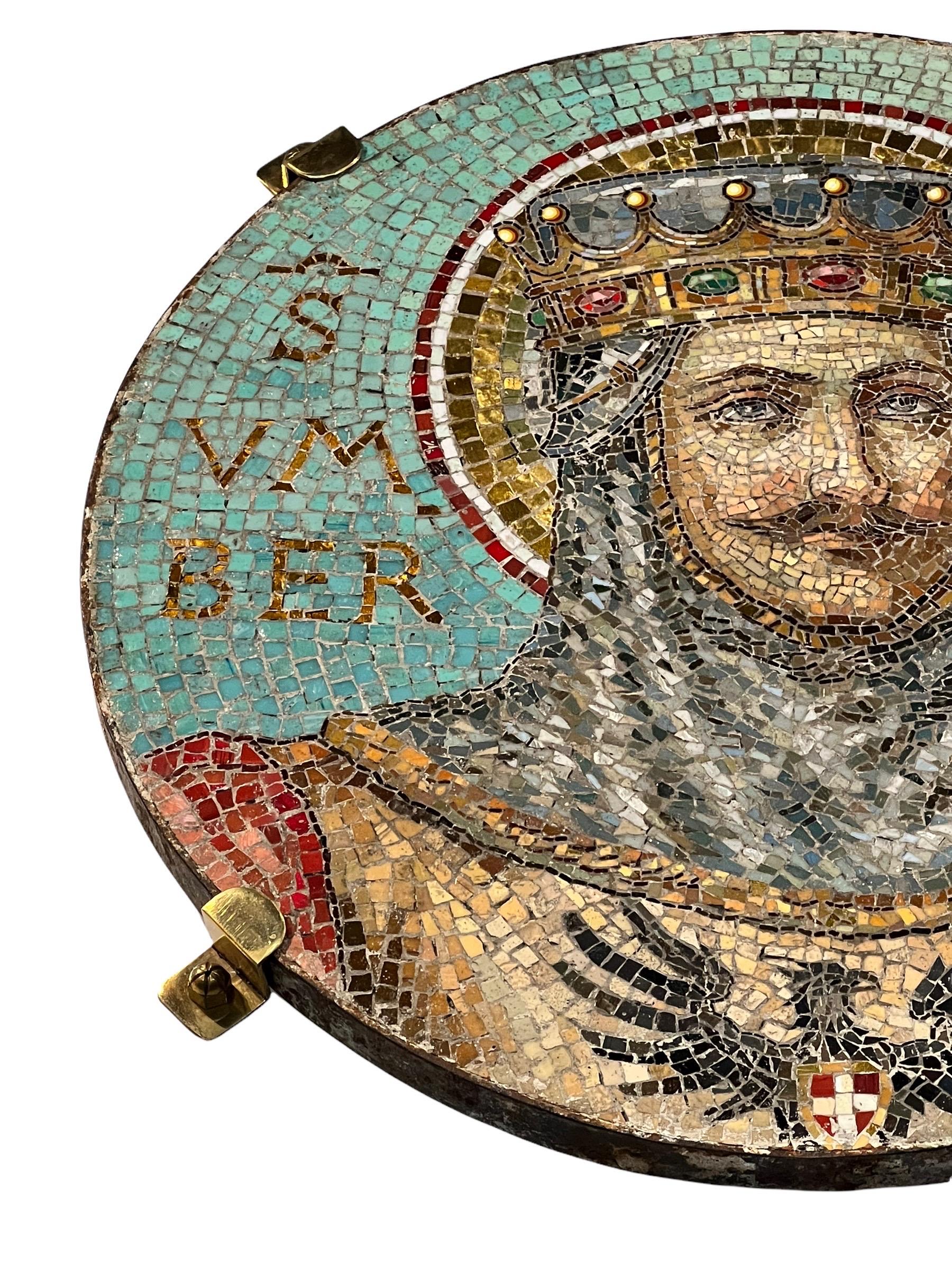 19th Century Venetian Italian Round Mosaic of Umberto III For Sale 5