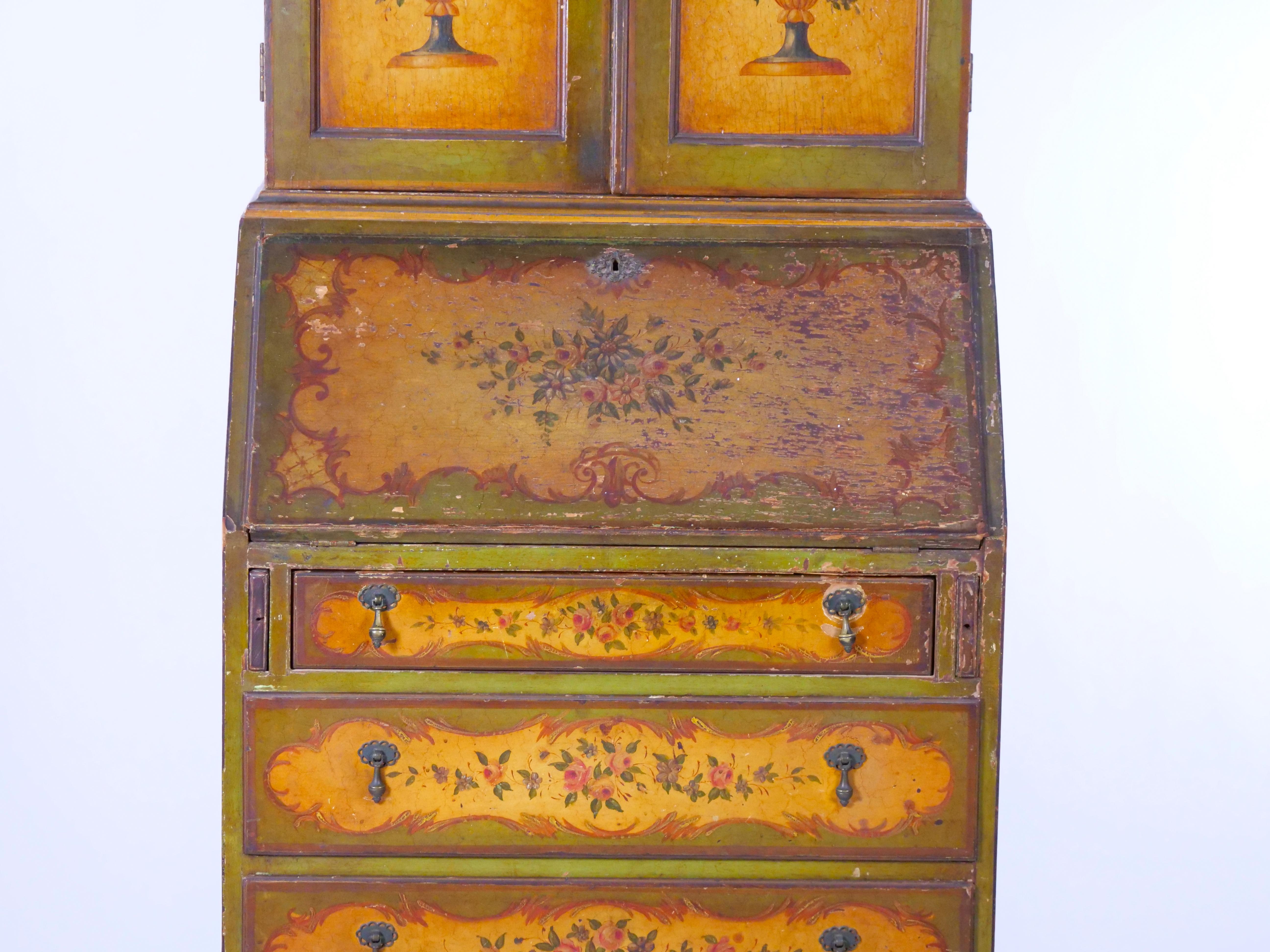 19th Century Venetian Italian Style Polychrome Secretary Bookcase 6