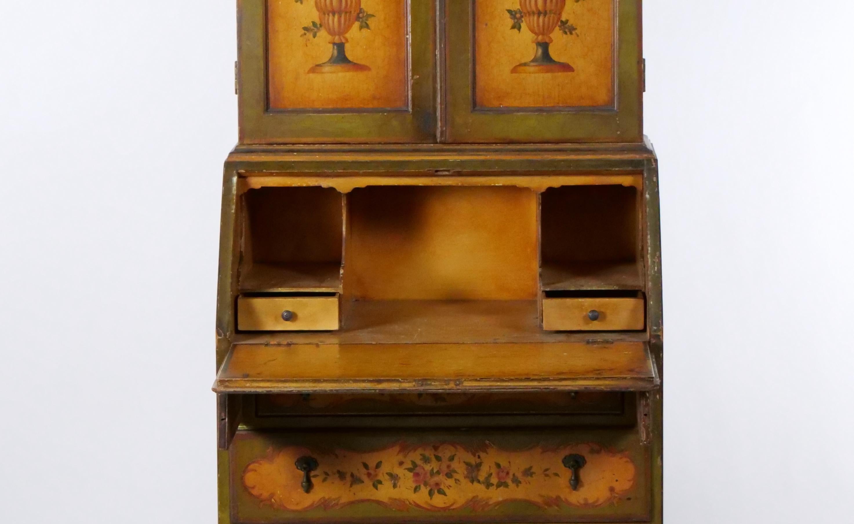 19th Century Venetian Italian Style Polychrome Secretary Bookcase 8