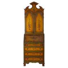 19th Century Venetian Italian Style Polychrome Secretary Bookcase