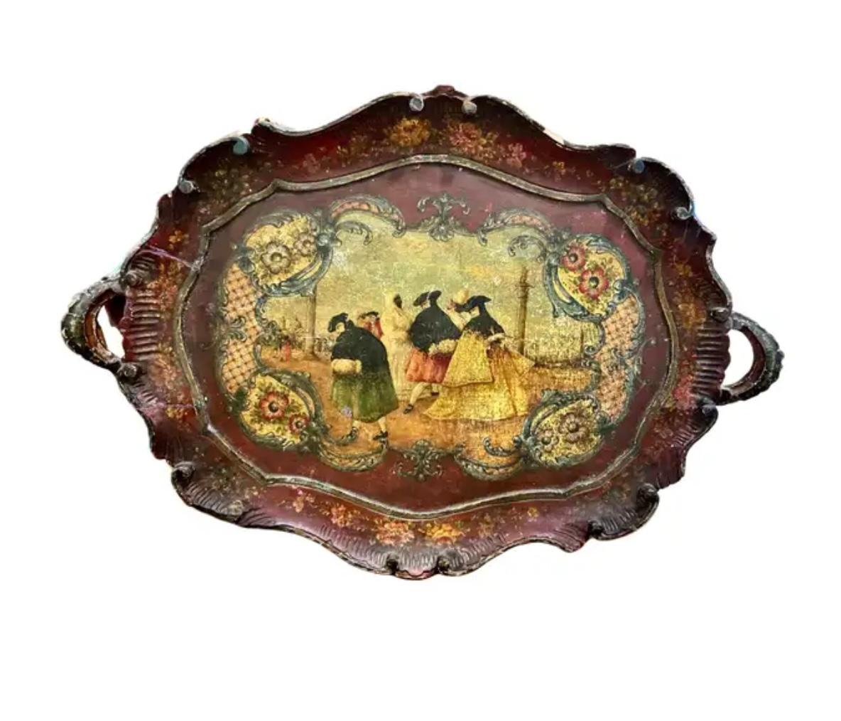 Bandeja lacada veneciana del siglo XIX Lacado en venta