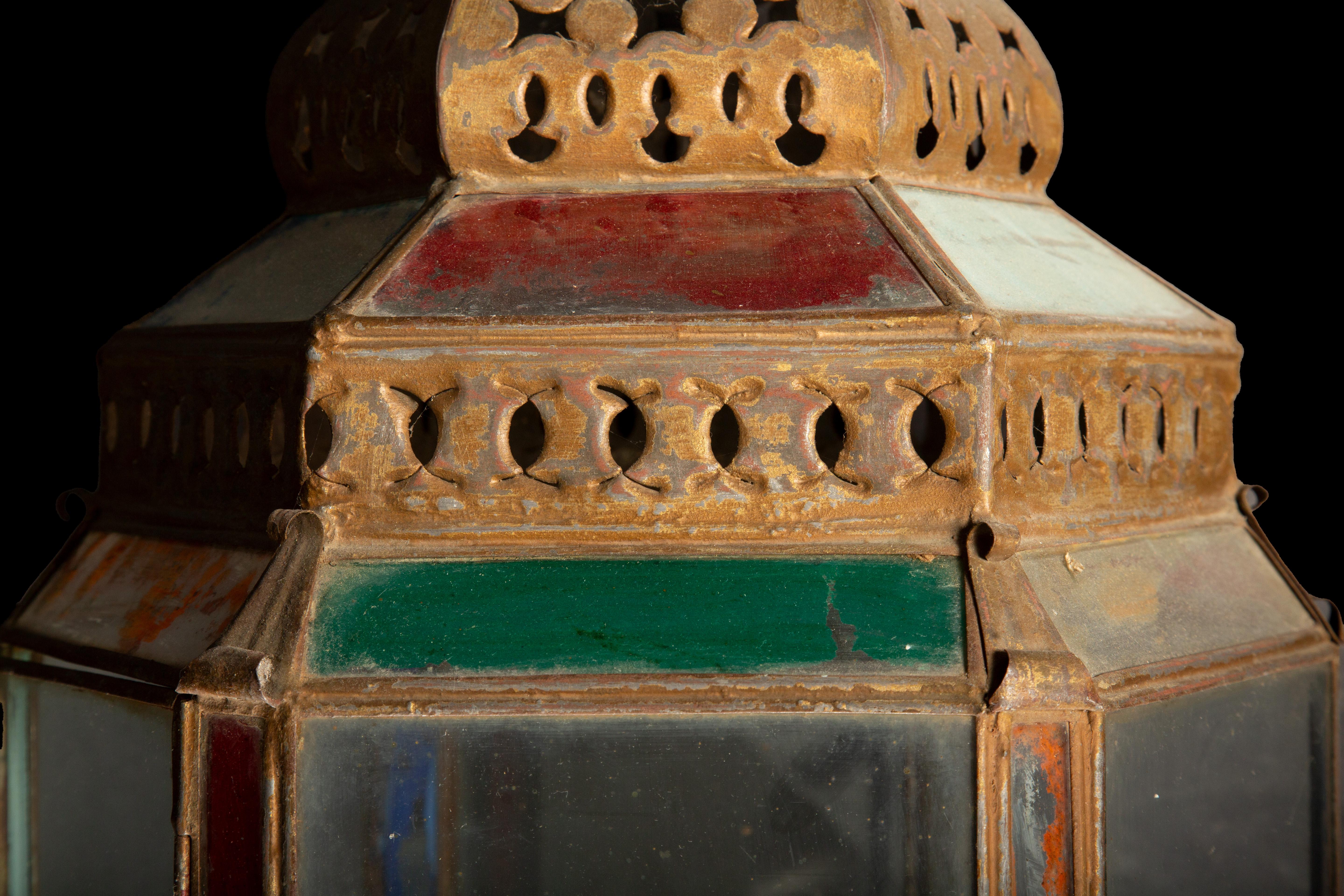 19th Century Venetian Lantern Pair: Exquisite Artistry on Custom Wood Brackets 1