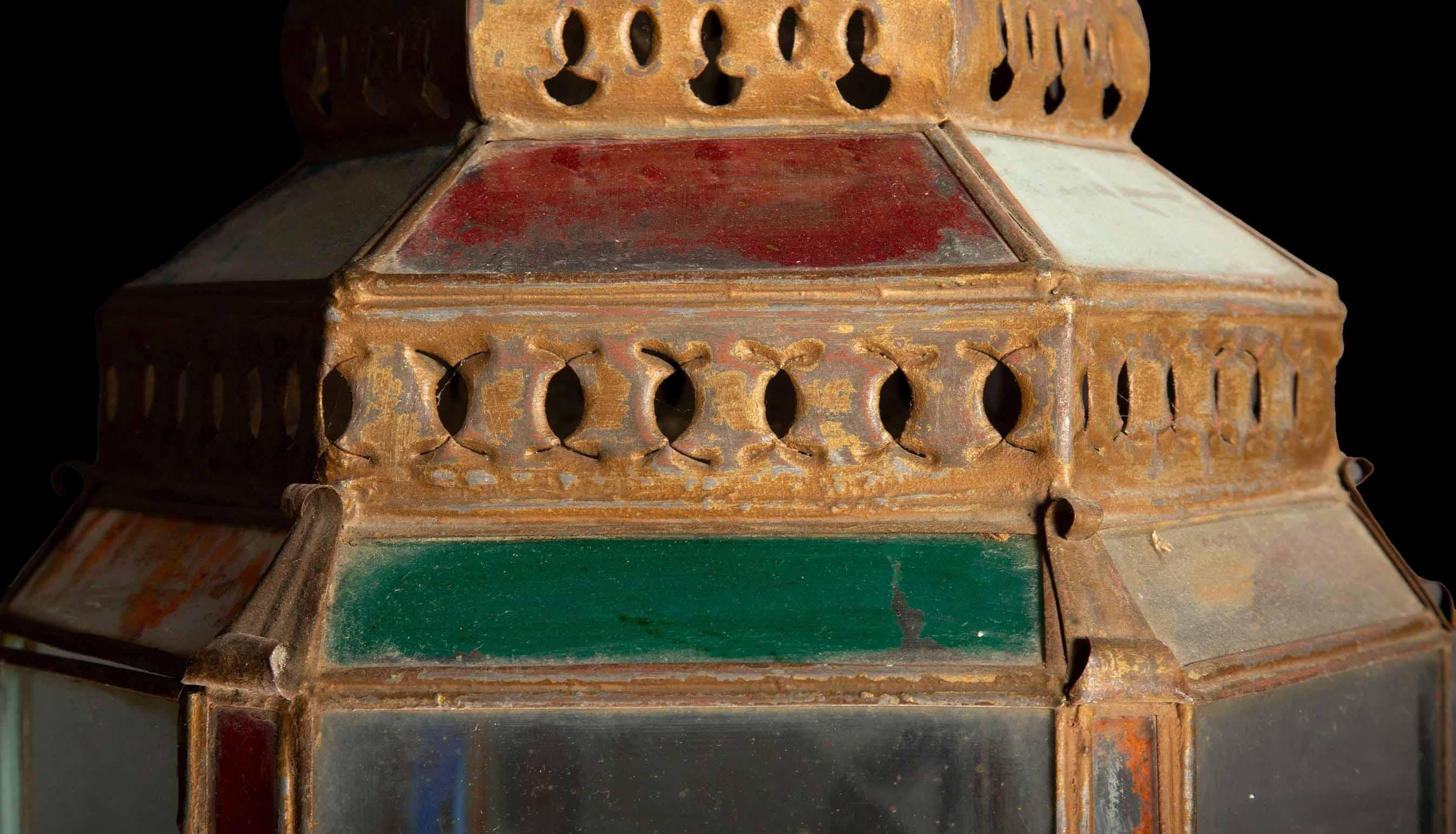 19th Century Venetian Lantern Pair: Exquisite Artistry on Custom Wood Brackets 4