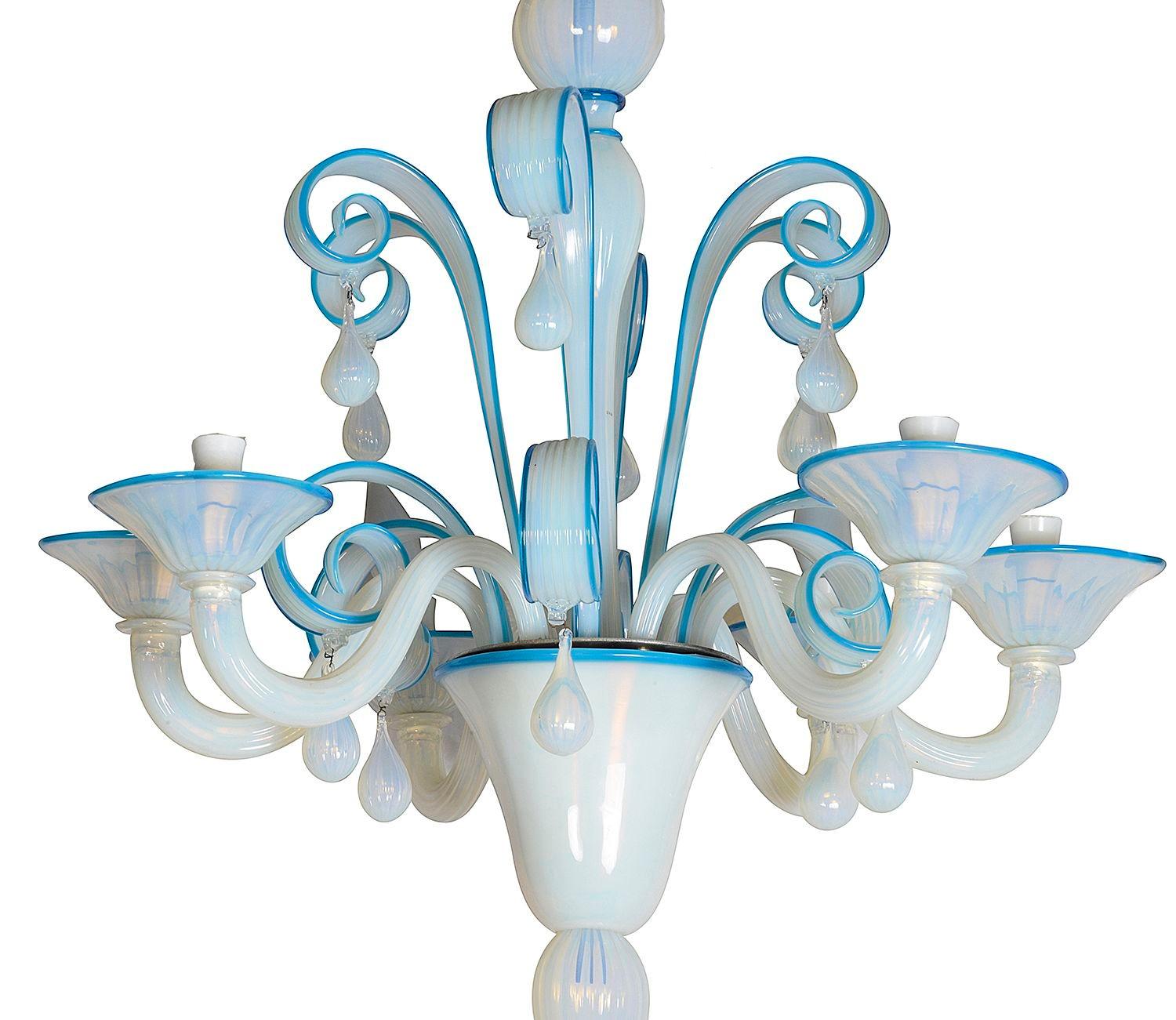 Italian 19th Century Venetian Marano glass chandelier. For Sale