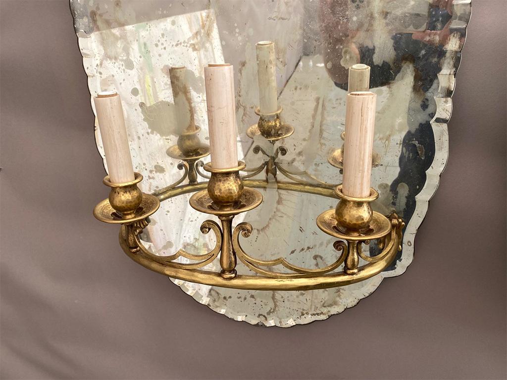 Neoclassical 19th Century, Venetian Mirror and Bronze Sconces